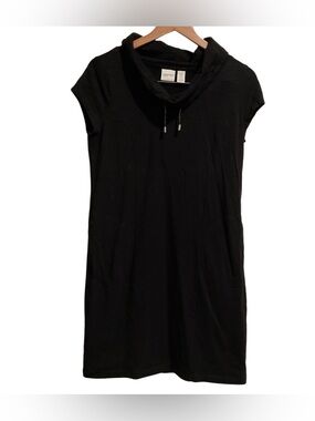 Chico's Zenergy Tanya Dress Cowl‎ Neck Black Short Sleeve